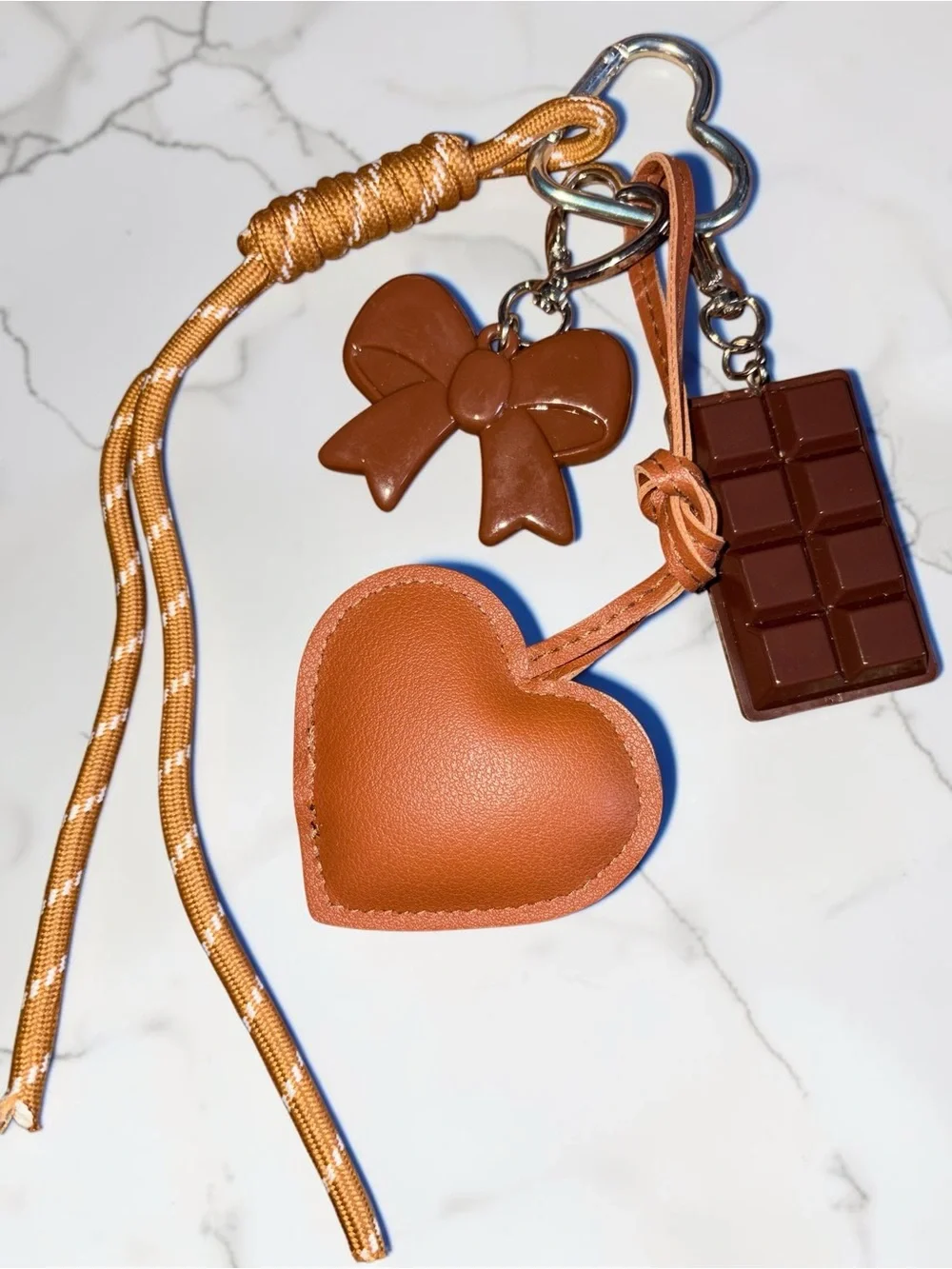 Women Accessories Brown Heart & Charm Keychain - Stylish Bag Charm